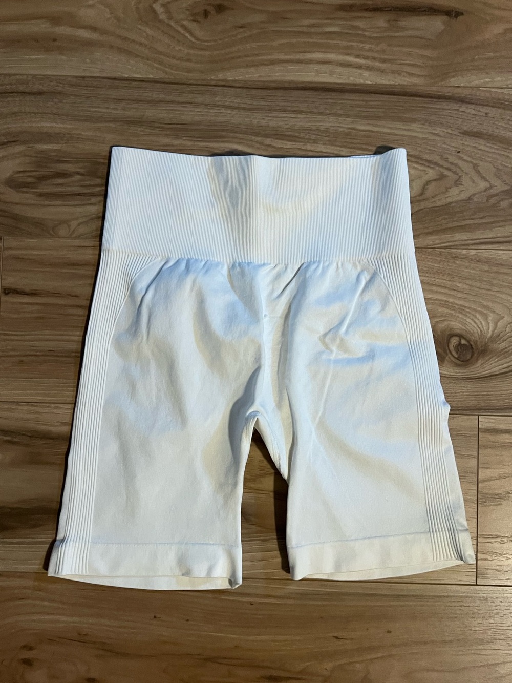 Women’s High-Waist White Women's Bike Shorts S/M